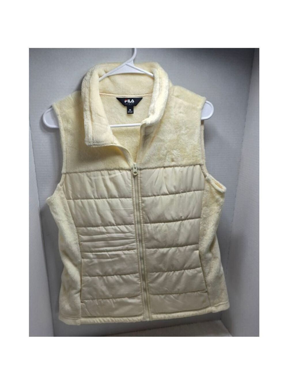 Women's Fila Cream Puffer Vest M